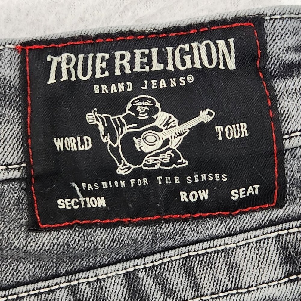True Religion Women's Straight Leg Jeans in Acid Wash Gray - Picture 9 of 11